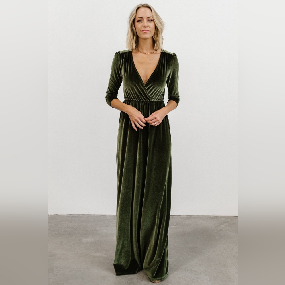 Baltic Born Sofia Velvet Maxi Dress, Olive